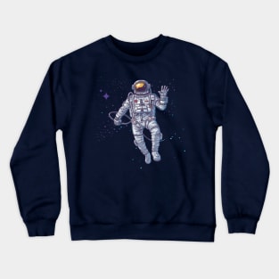 Waving Astronaut in Outerspace Crewneck Sweatshirt